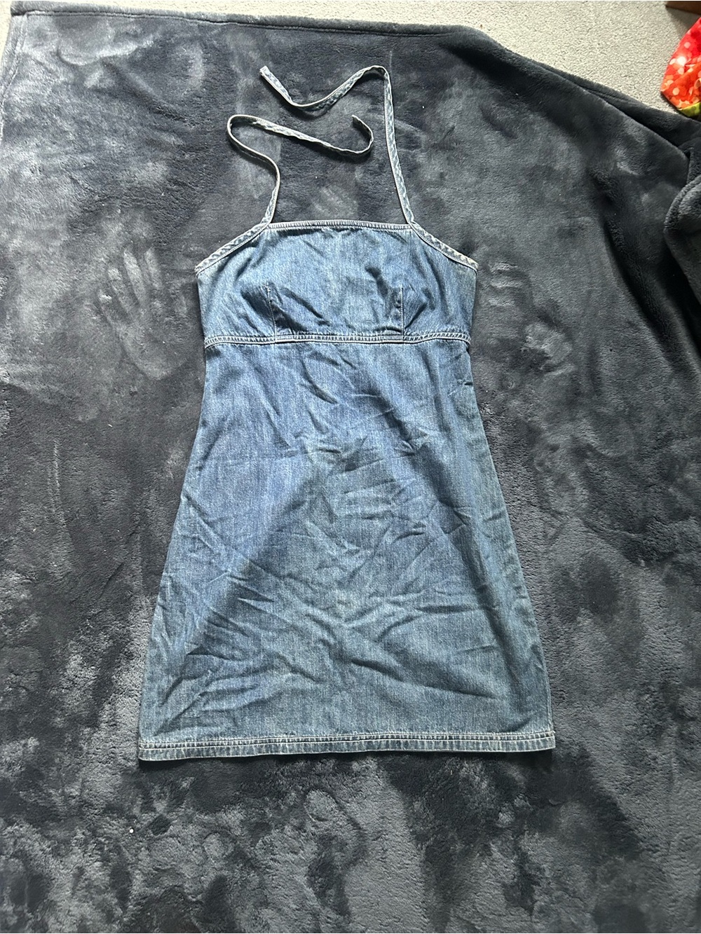 American Eagle Outfitters Denim Halter Mini Dress - Blue